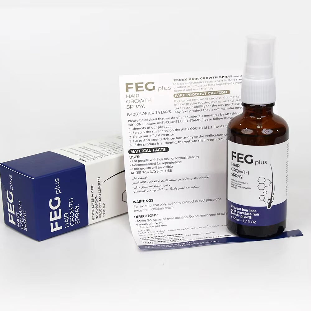 FEG PLUS Beard & Hair Growth Serum Spray Powered By Nature For Visible Results | Best Quality Hair Growth Spray - Hair Serum - 60 Ml