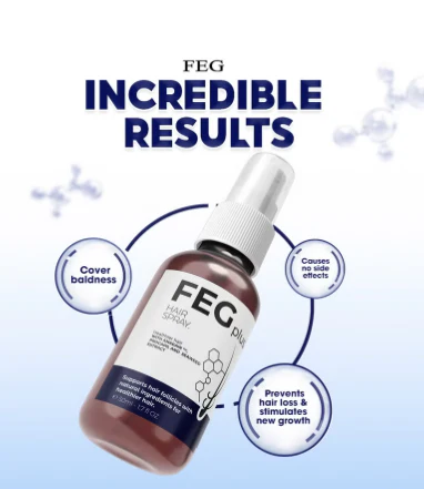 FEG PLUS Beard & Hair Growth Serum Spray Powered By Nature For Visible Results | Best Quality Hair Growth Spray - Hair Serum - 60 Ml